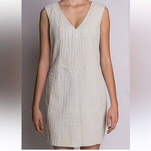 DROME FARFETCH Croc Stamped V Neck Pelle Leather Dress Sleeveless White SZ Med